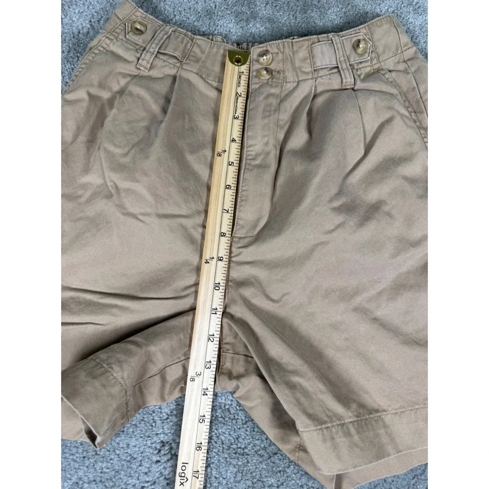 Madewell Pleated Khaki Shorts Tan High Rise Elastic Back Cotton Lyocell Size 4